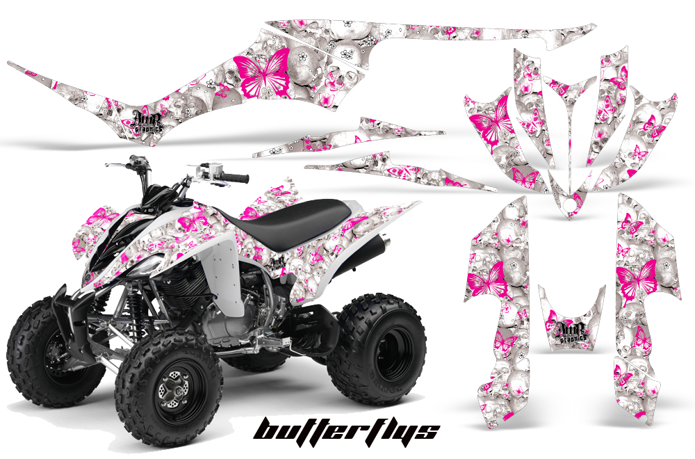 Yamaha Raptor 350 Graphics Butterflys Pink White